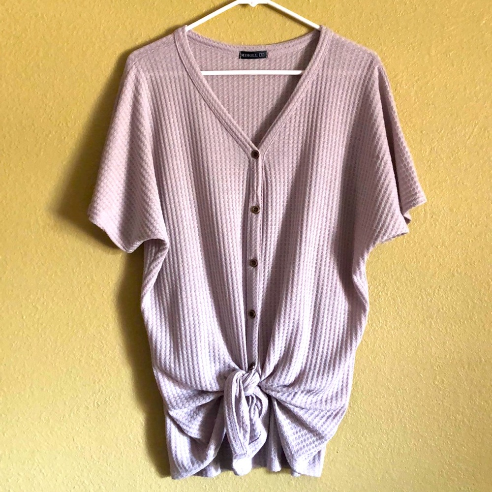 Front tie dolman sleeve top